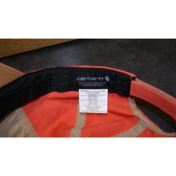 Carhartt Leather Patch Coral Orange Hat Cap Casual Fit OSFA - Picture 6 of 7